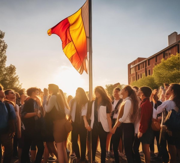 商贸学院升旗，青春的启航，未来的希望